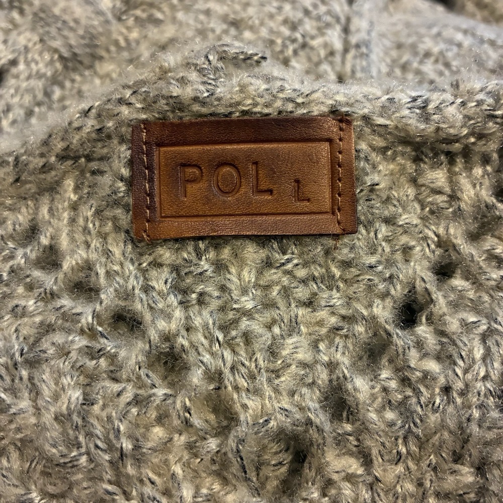 POL Cardigan Womens Large Chunky Knit Hooded Elbow Patch Oversized Boho Cottage - Picture 4 of 5